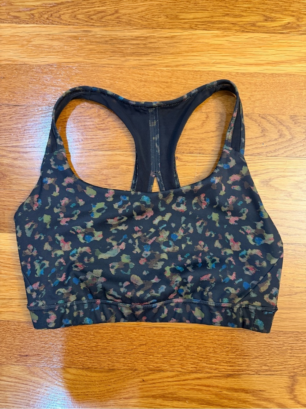 Athleta Contender Printed Bra in Ancient Forest Leopard Print - Size Est. Small